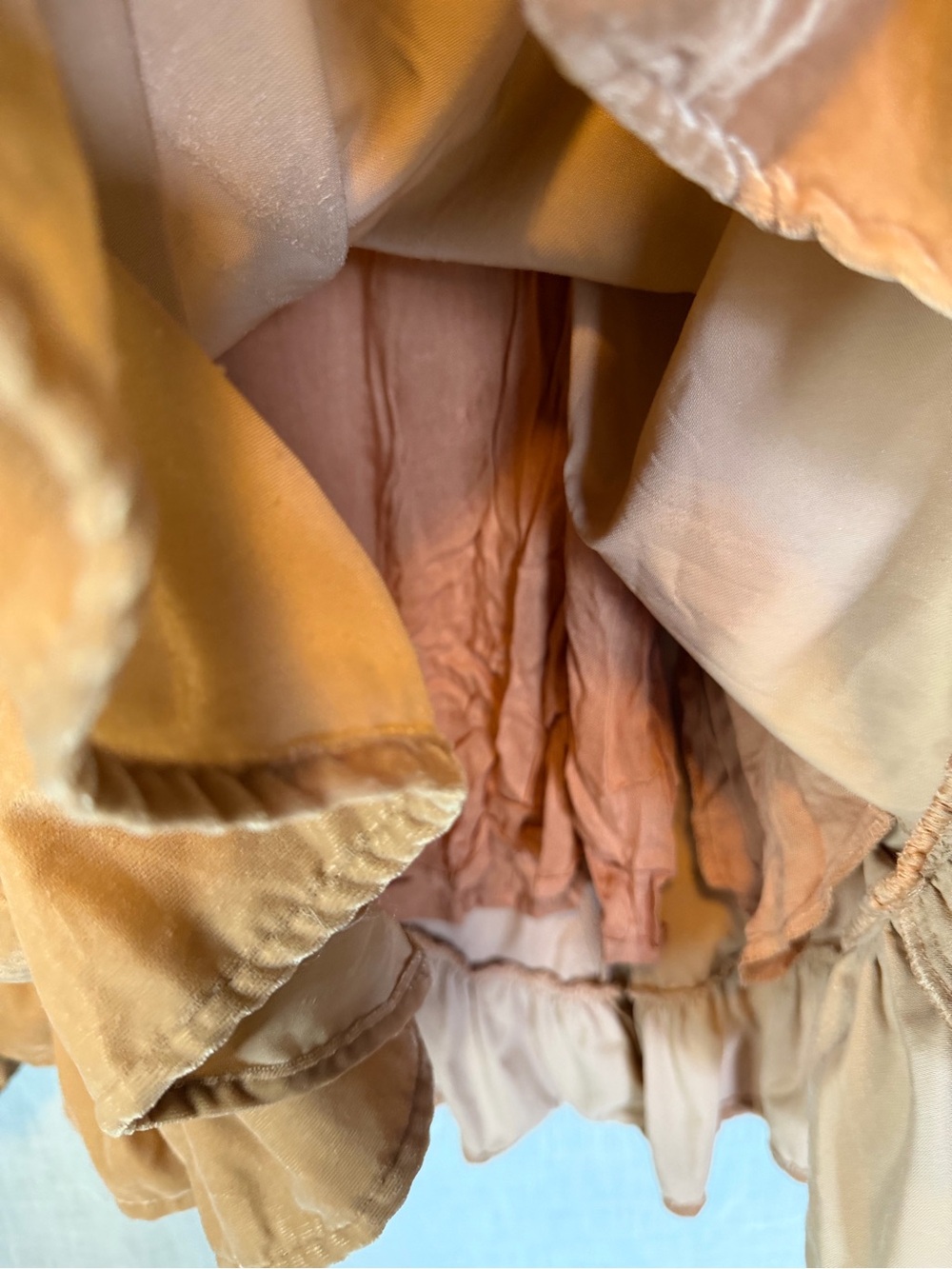 Free People Estella Copper Blush Velvet Mini Dress Ruffle Size S Romantic - Picture 12 of 13